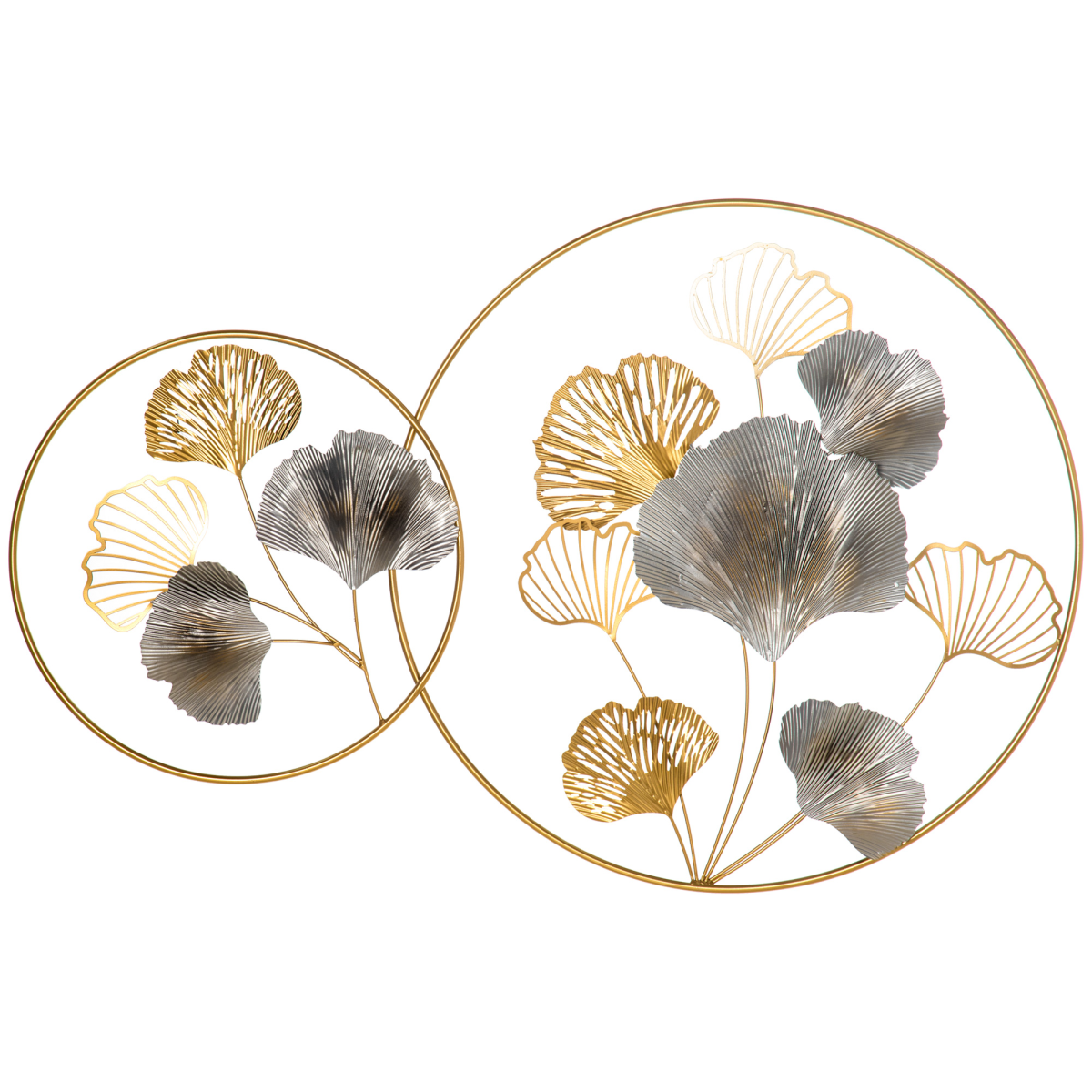 Minimalist Metal Wall Art Ginkgo Leaves Hanging Wall Sculpture, Gold HOMCOM