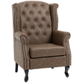 Chesterfield-style Wing Back Armchair Tufted Accent Chair Brown HOMCOM