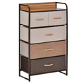 HOMCOM Closet Dresser, Dresser Tower With 5 Linen Fabric Drawers Steel Frame Unbranded