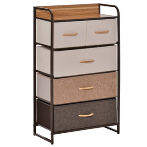 HOMCOM Closet Dresser, Dresser Tower With 5 Linen Fabric Drawers Steel Frame Unbranded