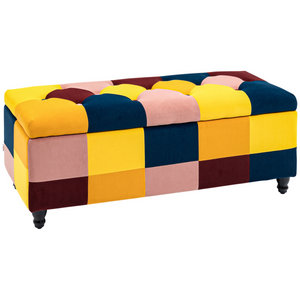114 x 47 x 47cm Velvet Storage Ottoman, Button-tufted Footstool Box HOMCOM