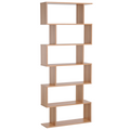 6-Tier Wooden S-Shaped Shelf Storage Unit Home Office Maple Colour