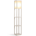 4-Tier Floor Lamp, Floor Light with Storage Shelf White and Oak 3-Tier HOMCOM