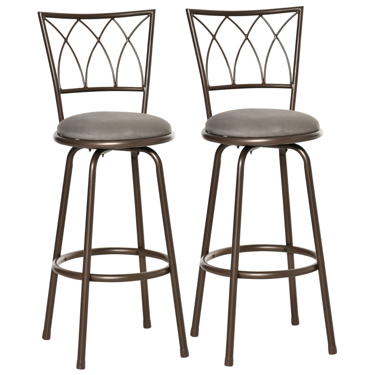 Set of 2 Bar Chairs Swivel Armless Upholstered Metal Frame Barstools Unbranded