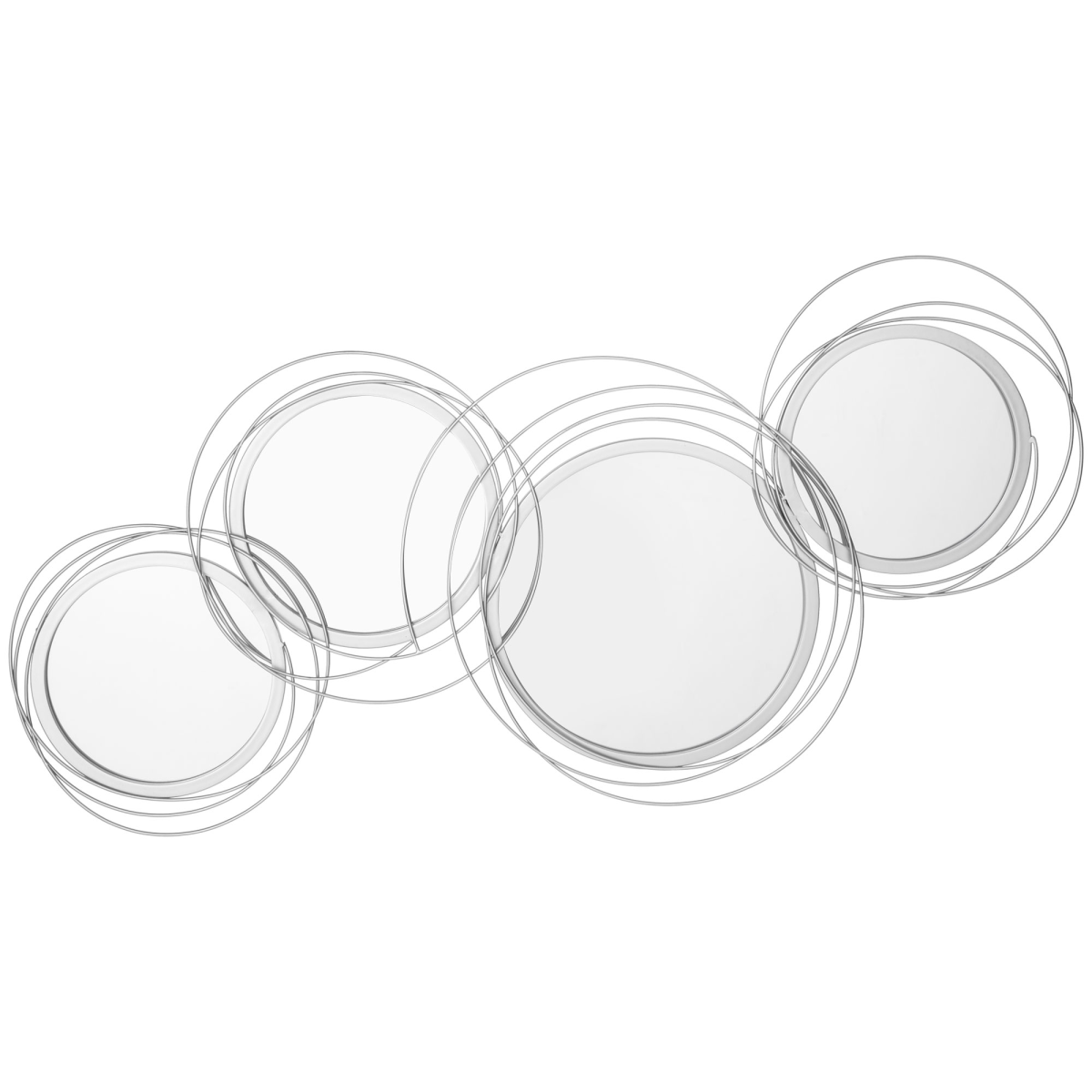 HOMCOM Metal Wall Art Decorative Mirror Decor Modern Wall Sculpture, Silver
