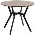 Industrial Dining Table with Round Top Steel Legs for Kitchen Dining Room Brown Unbranded