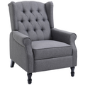 Recliner Armchair for Living Room Fabric Reclining Chair w/ Footrest Light Grey HOMCOM