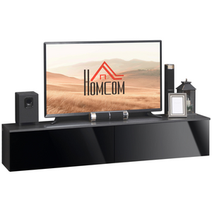 Floating TV Unit Stand, Wall Mount Media Console with Storage Cupboards Unbranded