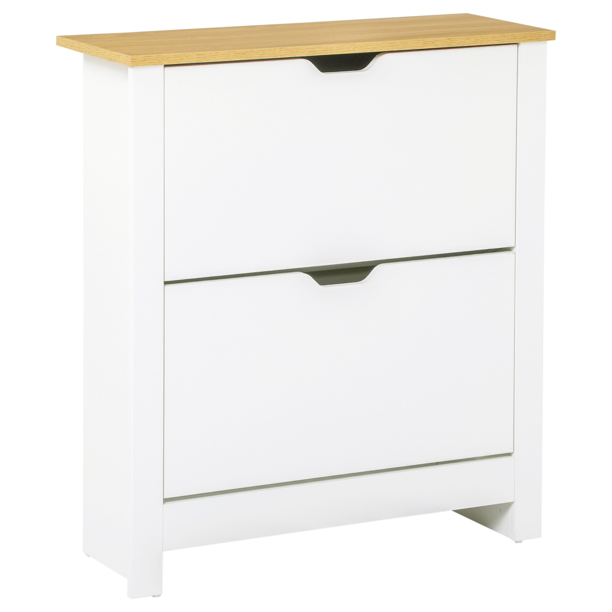 HOMCOM 12-Shoe Storage Cabinet 4 Shelves 2 Drawers Tabletop 4 Legs White Unbranded