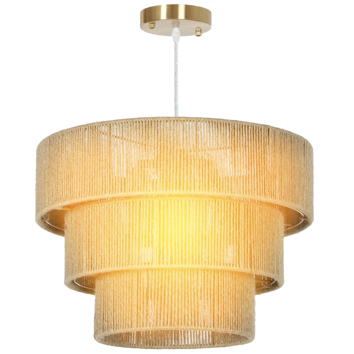 HOMCOM Boho Hemp Rope Pendant Light, Ceiling Light for Bedroom, Light Brown