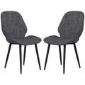 HOMCOM Dining Chairs Set of 2, Upholstered Kitchen Chairs with Metal Legs, Grey HOMCOM