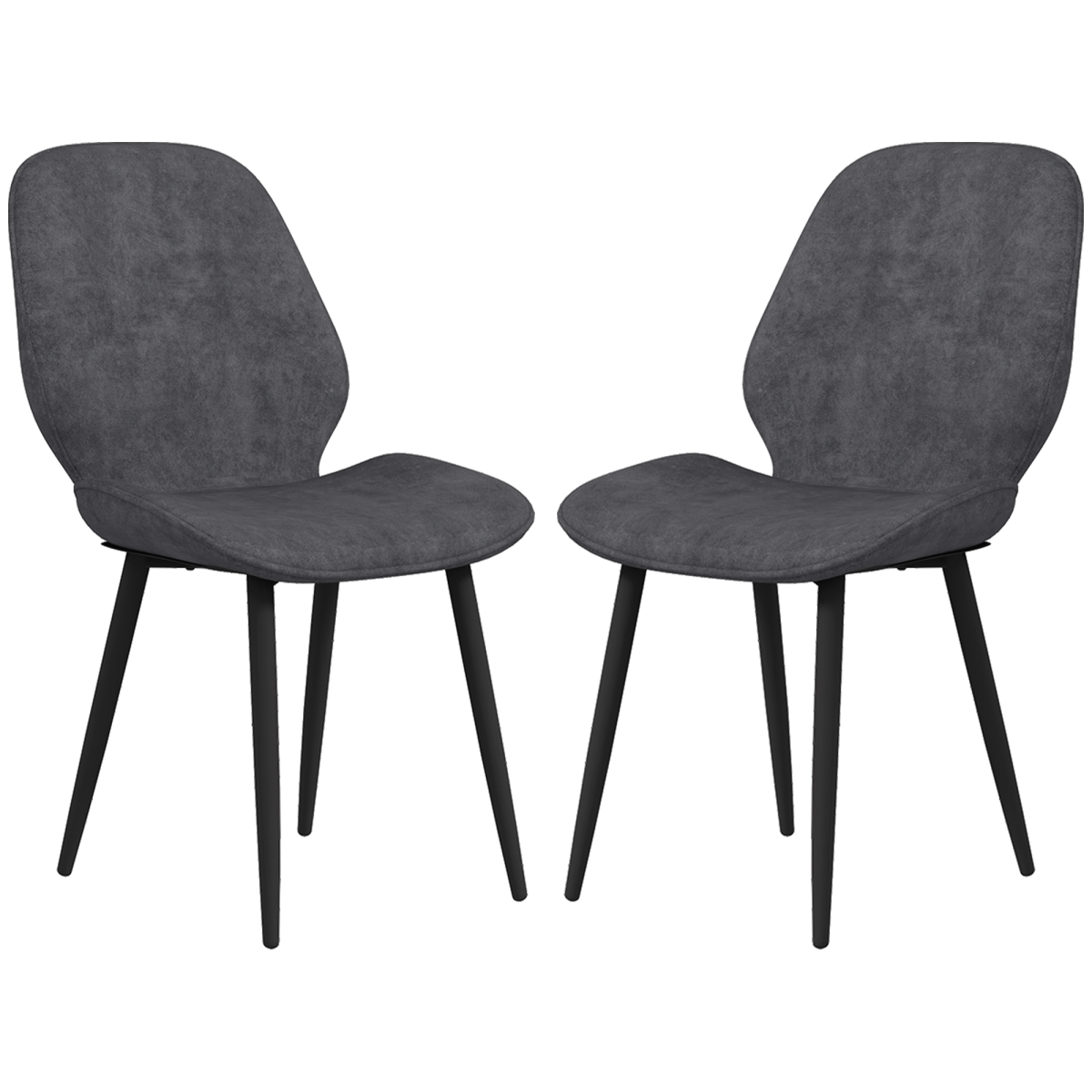 HOMCOM Dining Chairs Set of 2, Upholstered Kitchen Chairs with Metal Legs, Grey HOMCOM