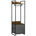 Industrial Clothes Rail Garment Rack with 2 Fabric Drawers Rustic Brown Unbranded