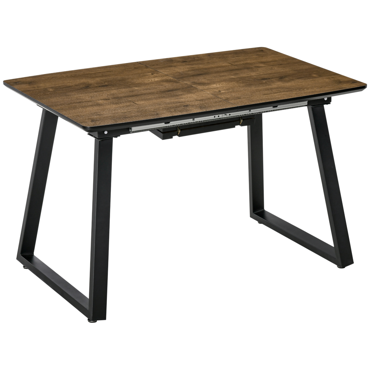 Extendable Dining Table Rectangular Wood Effect Tabletop with Metal Frame Unbranded