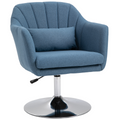 HOMCOM Stylish Retro Linen Swivel Tub Chair Steel Frame Cushion Seat Blue HOMCOM