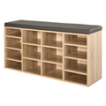 Multi-Storage Shoe Rack 14 Compartments Cushion Moving Shelves  Brown