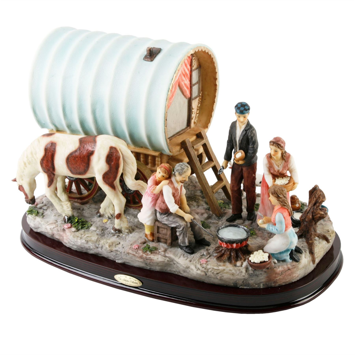 Hand Painted Figurine Gypsy Camp Scene with Caravan Widdop