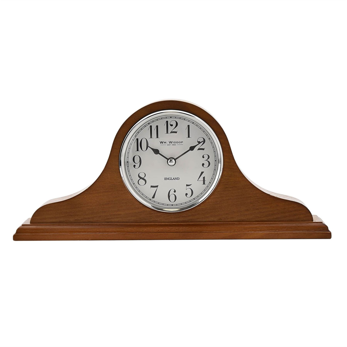 Napoleon Oak Finish Wooden Mantel Clock with Arabic Dial Widdop