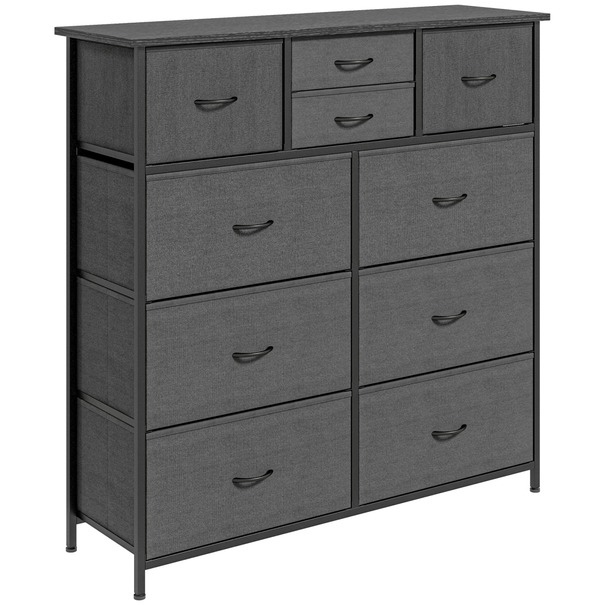HOMCOM Bedroom Chest of Drawers Fabric Dresser w/ Foldable Drawers Black HOMCOM
