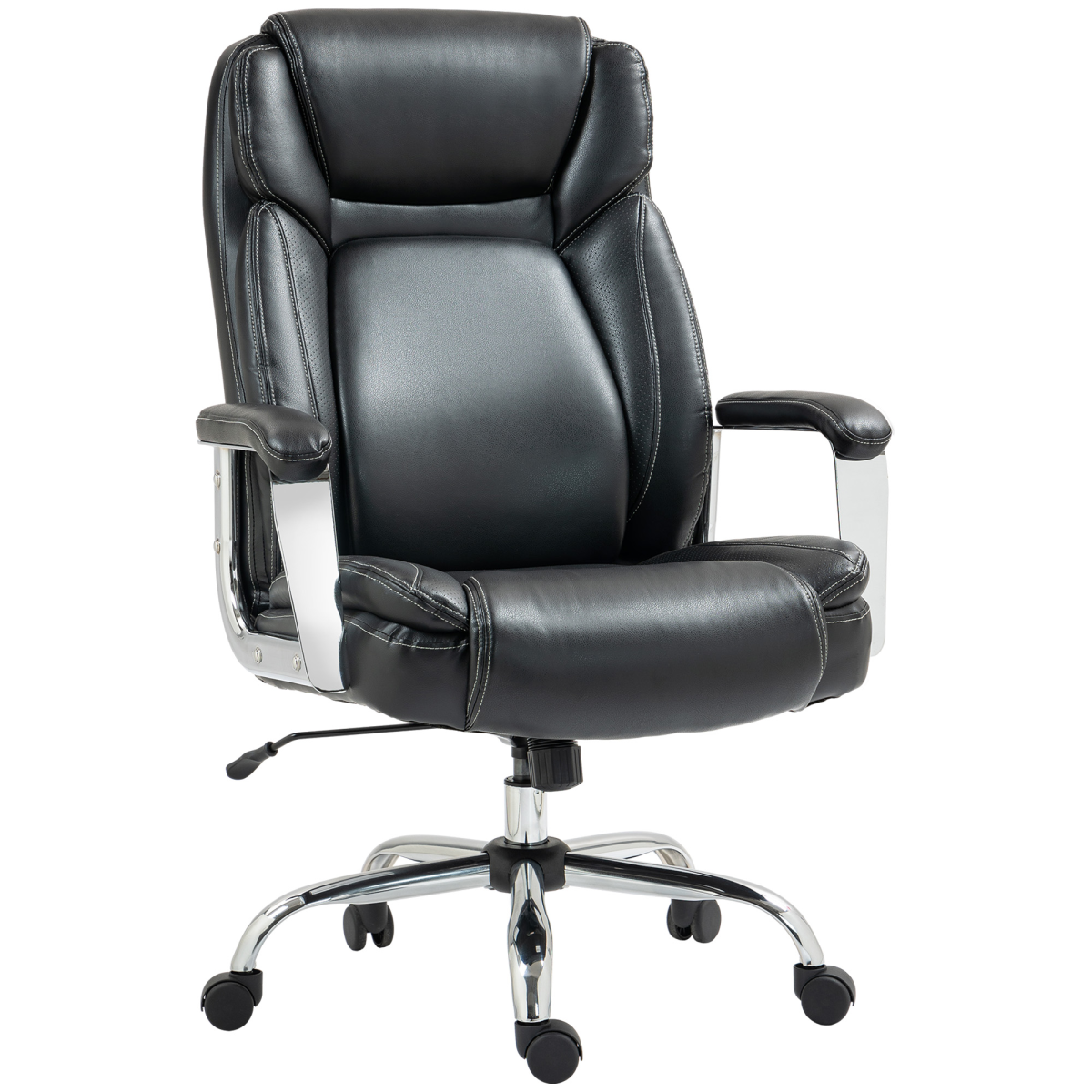 HOMCOM Faux Leather Desk Chair with Adjustable Height, 227kg 500LBS, Black HOMCOM