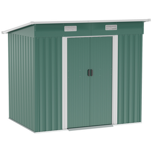 7 x 4ft Outdoor Garden Metal Storage Shed, Green Outsunny