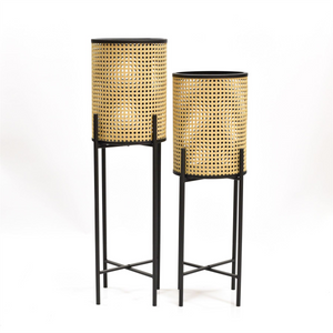 Hestia Set of 2 Rattan Footed Planters 71cm & 81cm Hestia�