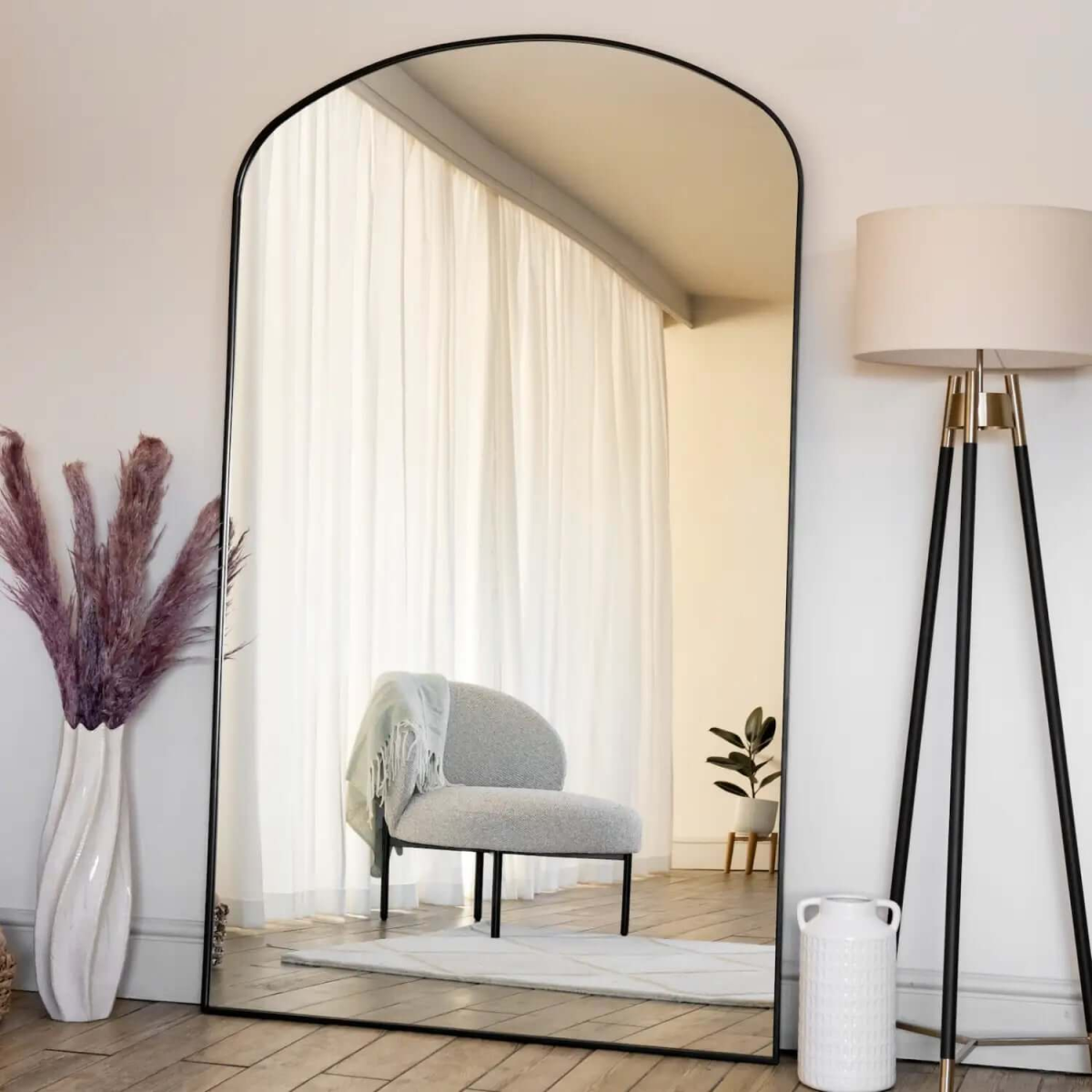 Yōko- Black Metal Gentle Arch Mirror - 180cm x 105cm