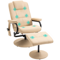 Freestanding Living Room Chair with High Density Cushion and Footrest Cream Unbranded
